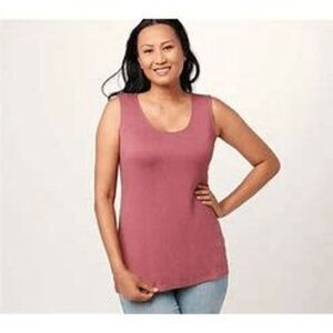 Susan Graver Womens 3X Weekend Jersey Knit Tank Top Rose Blush Sleeveless NWT